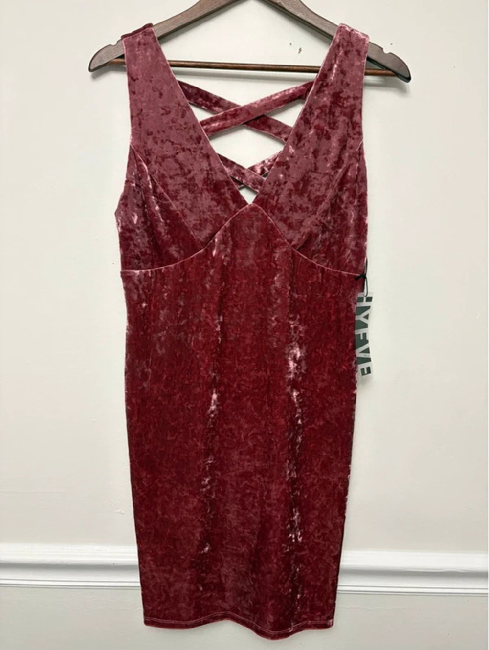 HYFVE Mauve Rose Crushed Velvet Bodycon Dress Size Large NWT